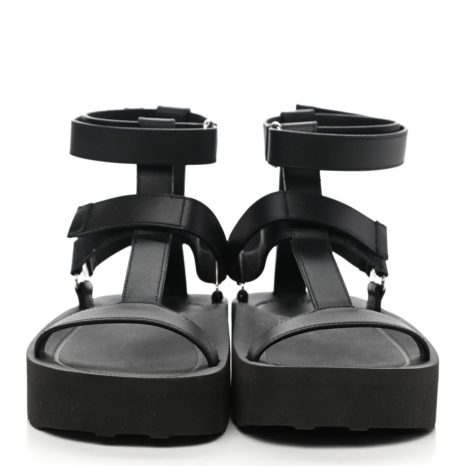 Hermes Calfskin Womens Enid Sandals 38 Black 2 of 10