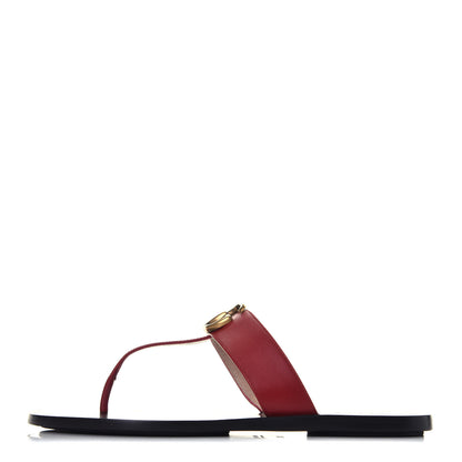 Gucci Calfskin GG Marmont Thong Sandals 38.5 Hibiscus Red 1 of 7
