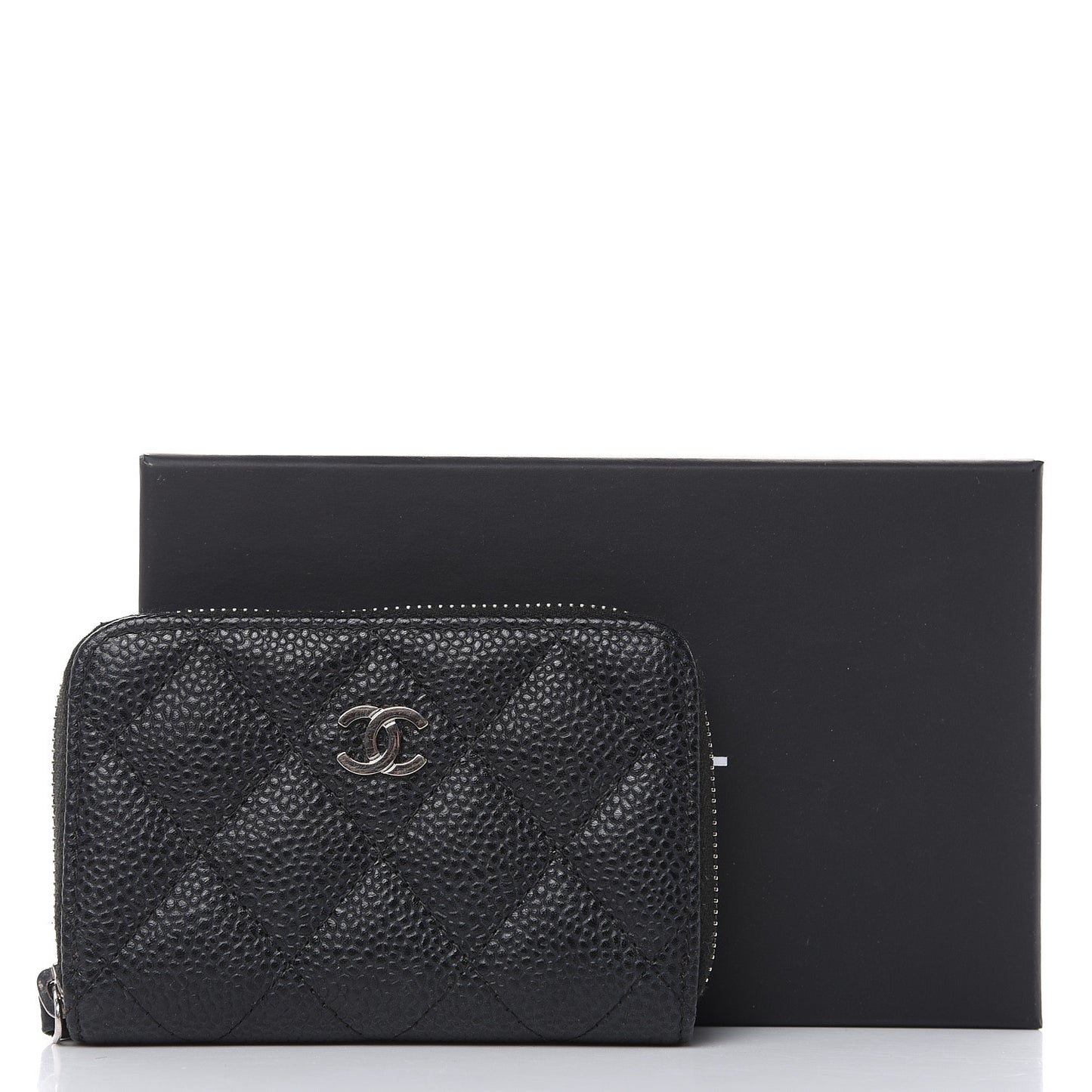 Caviar Quilted Zip Coin Purse Black