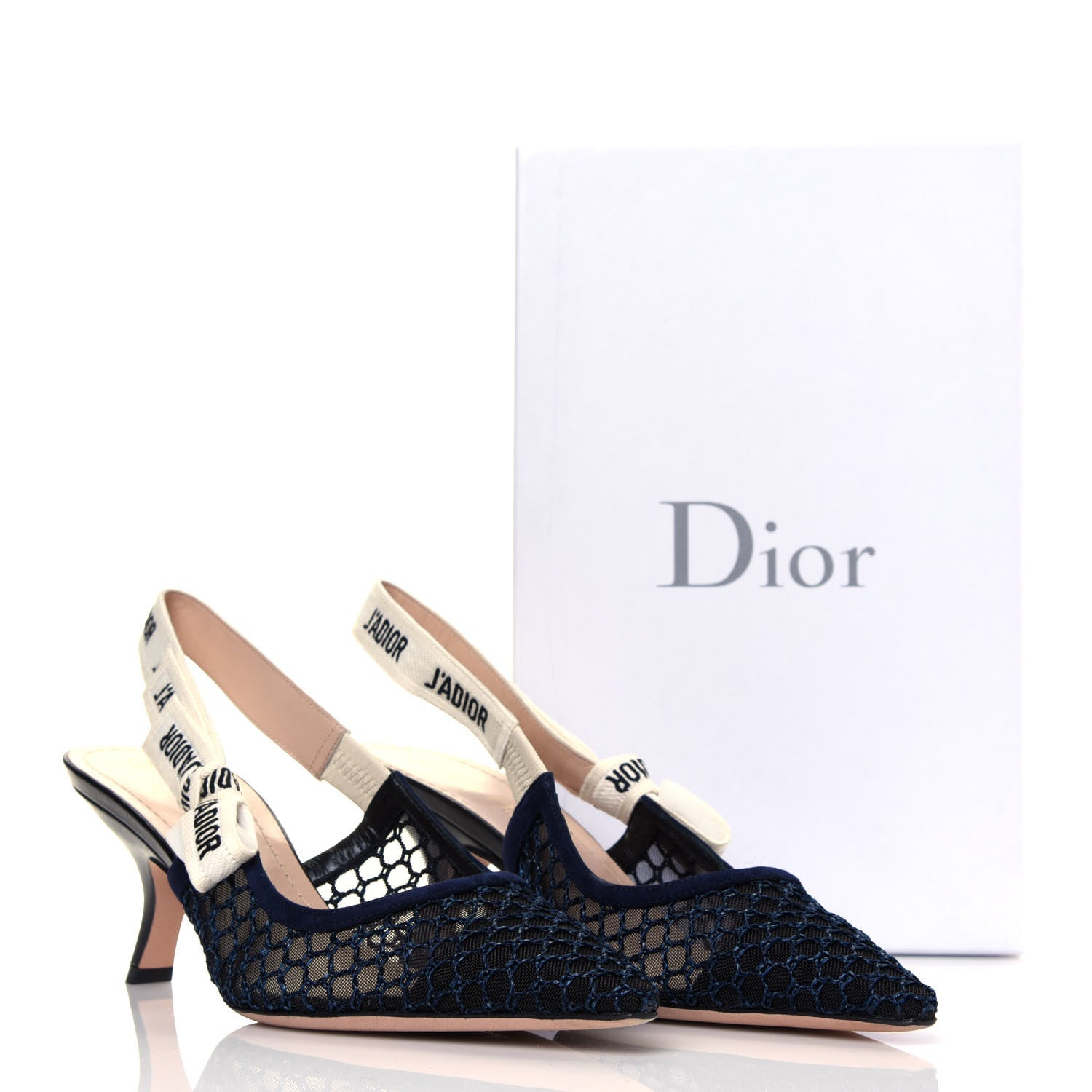 Christian Dior Resille Lambskin Ribbon J'Adior Slingback 65mm Pumps 39 Indigo Blue 8 of 8