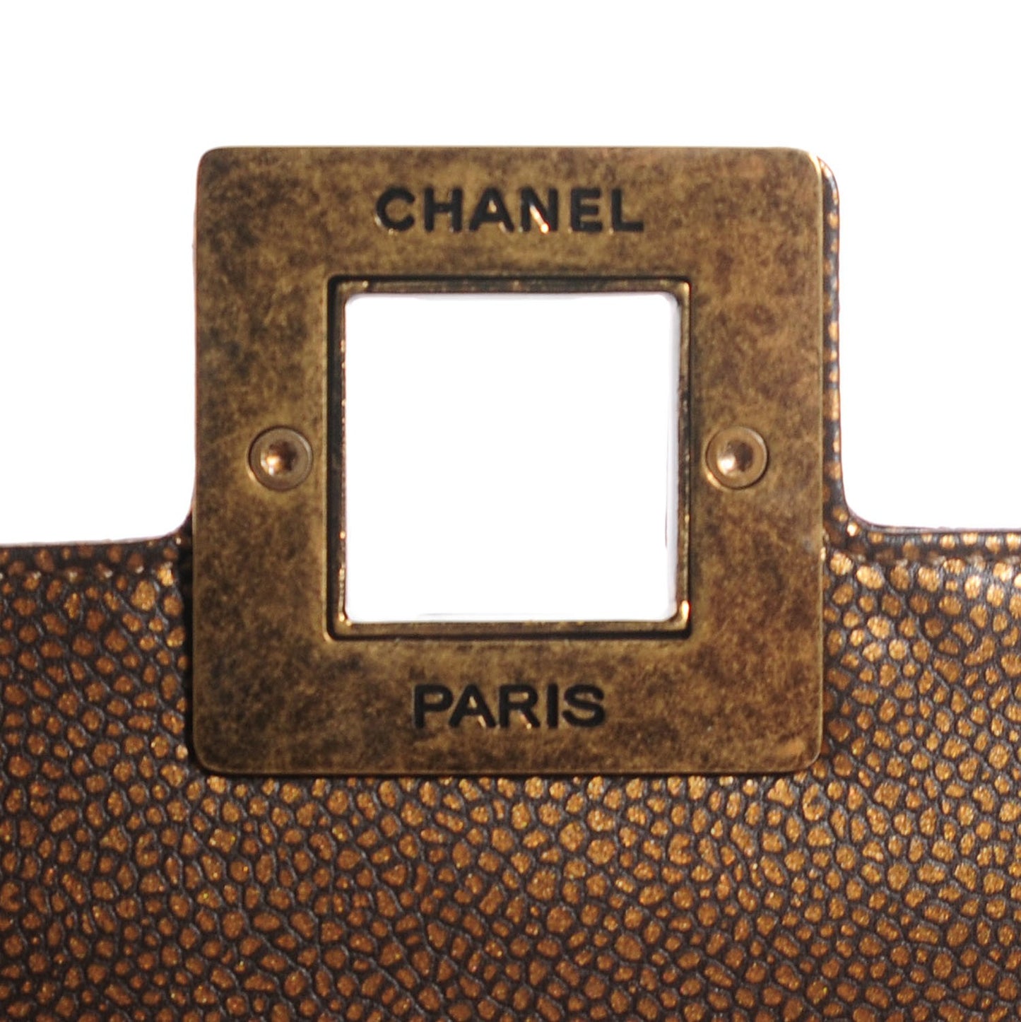 Caviar Square Quilted Paris Byzance Mini Flap Dark Gold