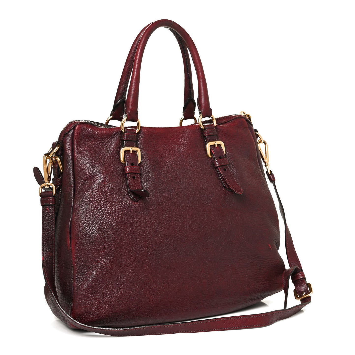 Vitello Daino Shoulder Bag Burgundy
