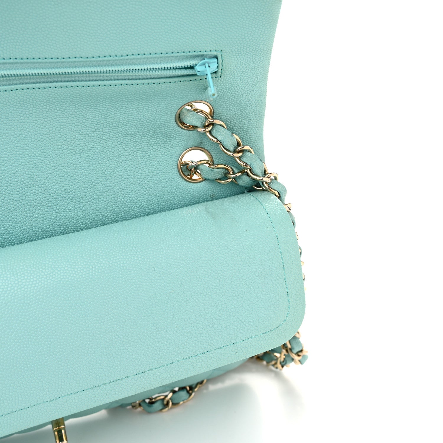 Chanel Caviar Quilted Medium Double Flap Light Blue 11 of 11