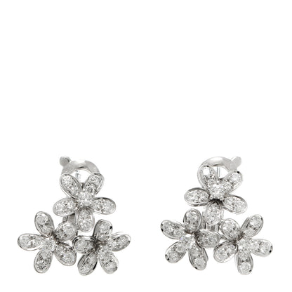 Van Cleef & Arpels 18K White Gold Diamond Socrate 3 Flowers Earrings 1 of 7
