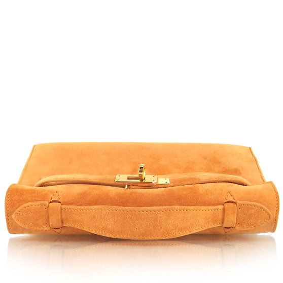 Suede Mini KELLY Clutch Tangerine Orange