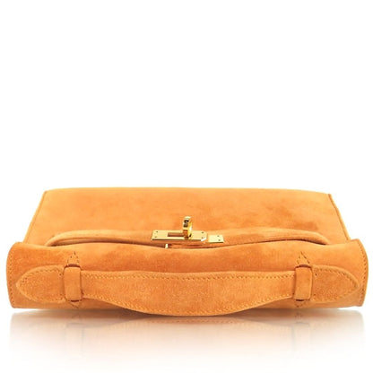Hermes Suede Mini KELLY Clutch Tangerine Orange 3 of 8