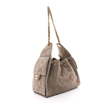 Chanel Suede Quilted Small Chanel 25 Handbag Dark Grey 3 of 11