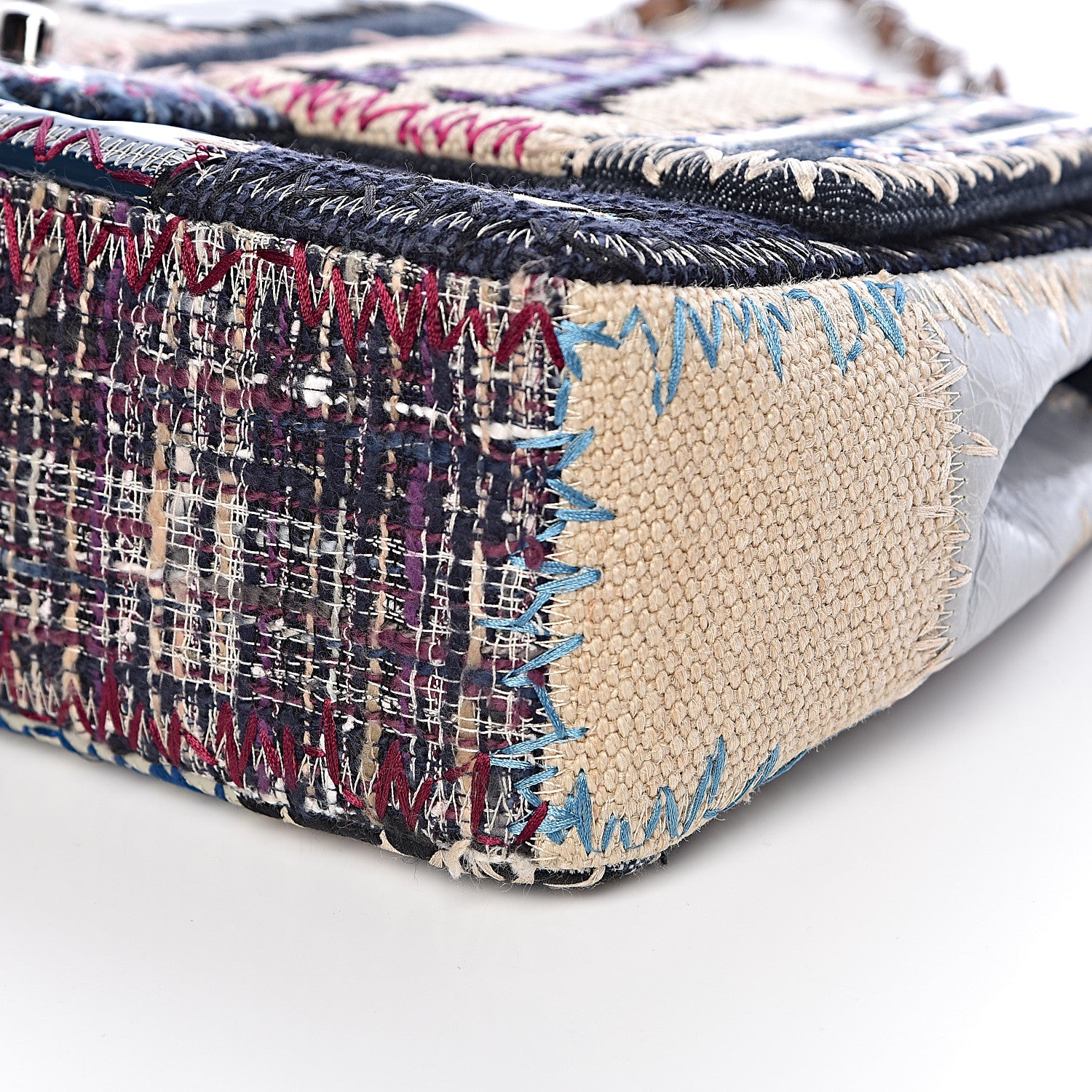 Chanel Denim Tweed Patchwork Jumbo Single Flap Multicolor 9 of 10