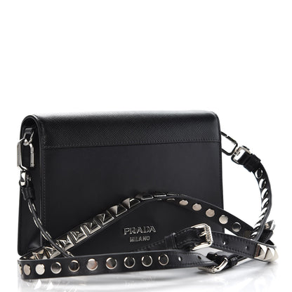 Prada City Calfskin Saffiano Racing Logo Elektra Shoulder Bag Fuxia Black 3 of 8