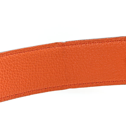Hermes Swift Togo 32mm Reversible H Belt 85 34 Black Orange 5 of 7