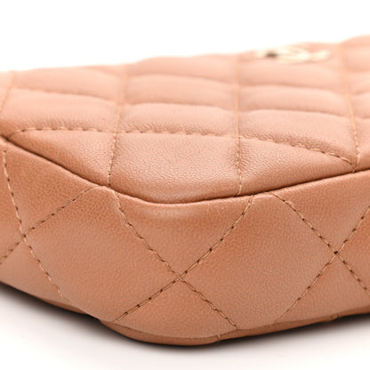 Chanel Lambskin Quilted Small Clutch With Chain Dark Beige 11 of 13