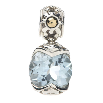 John Hardy Sterling Silver 18K Yellow Gold Blue Topaz Batu Sari Pendant 1 of 3