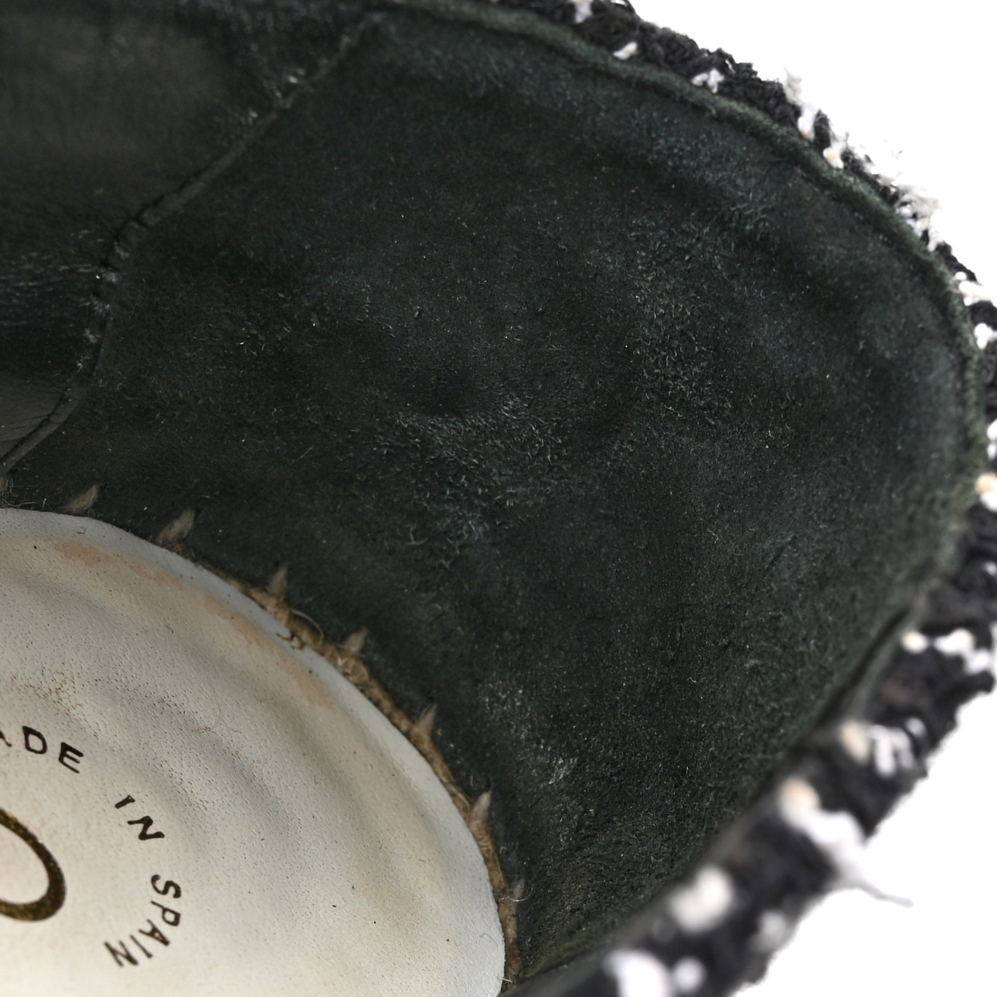 Tweed Lambskin Patent CC Espadrilles 39 Black White