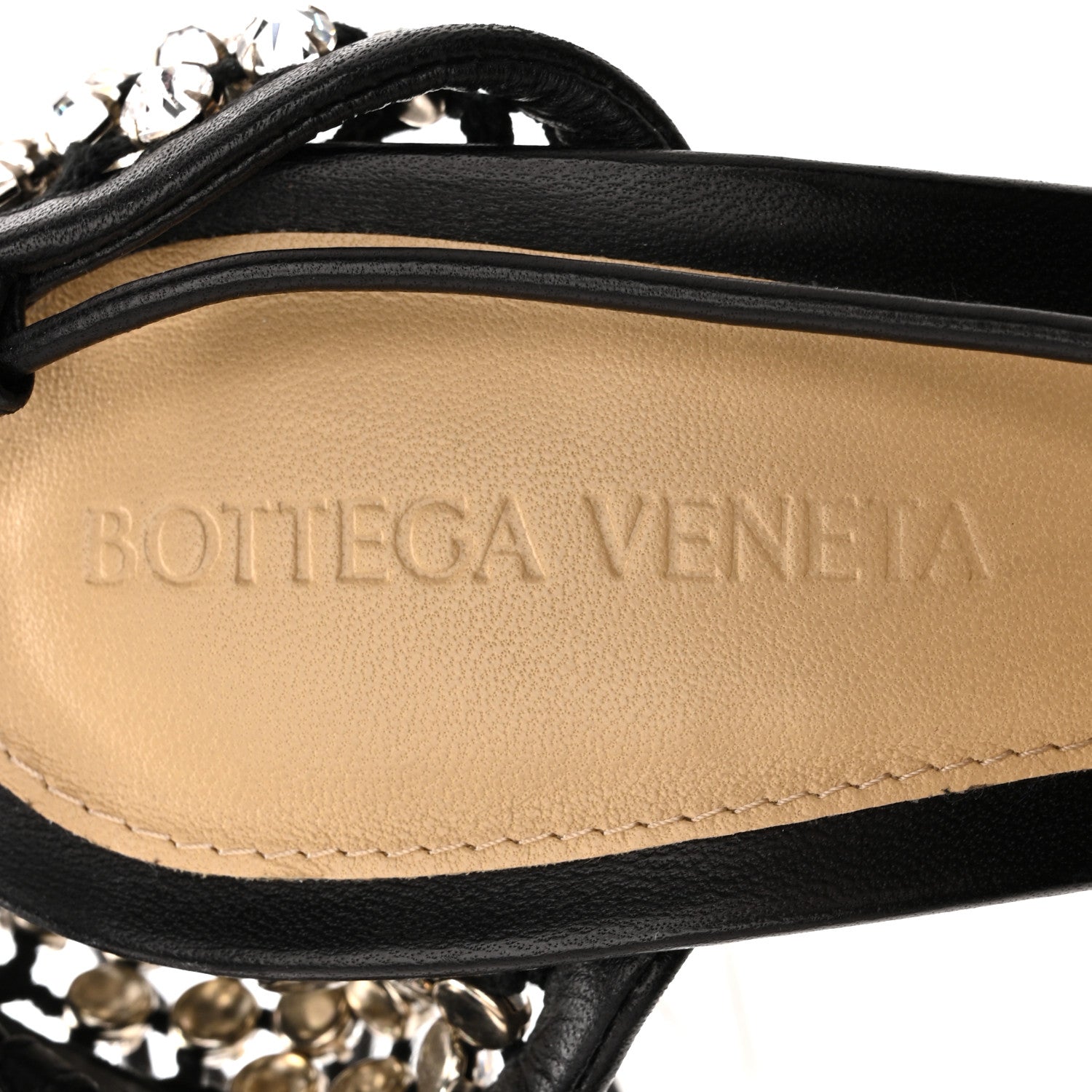 Bottega Veneta Mesh Nappa Crystal Embellished Sparkle Stretch Ankle Tie Sandals 36.5 Black 7 of 9