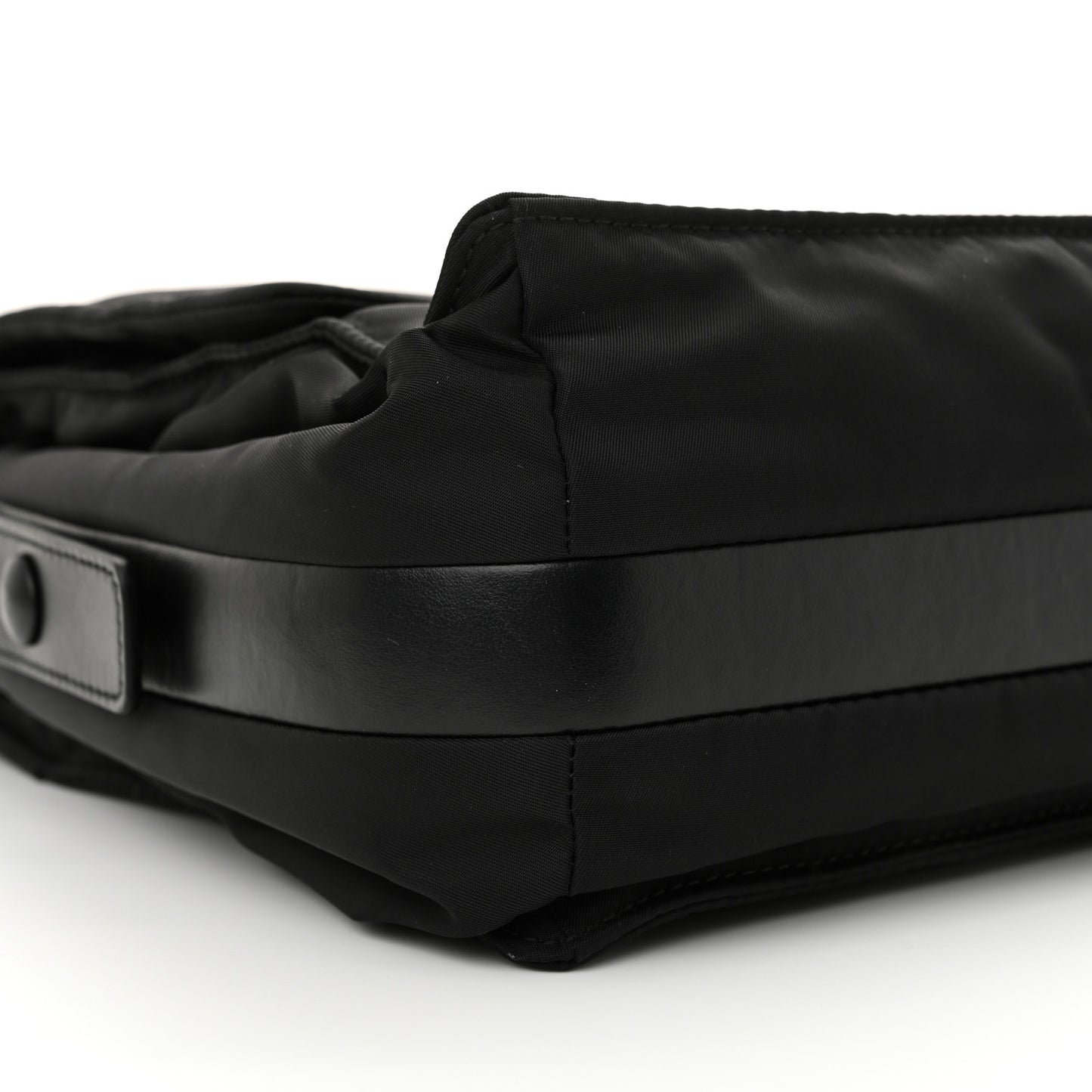 Re-Nylon Vitello Padded Large Flap Shoulder Bag Black
