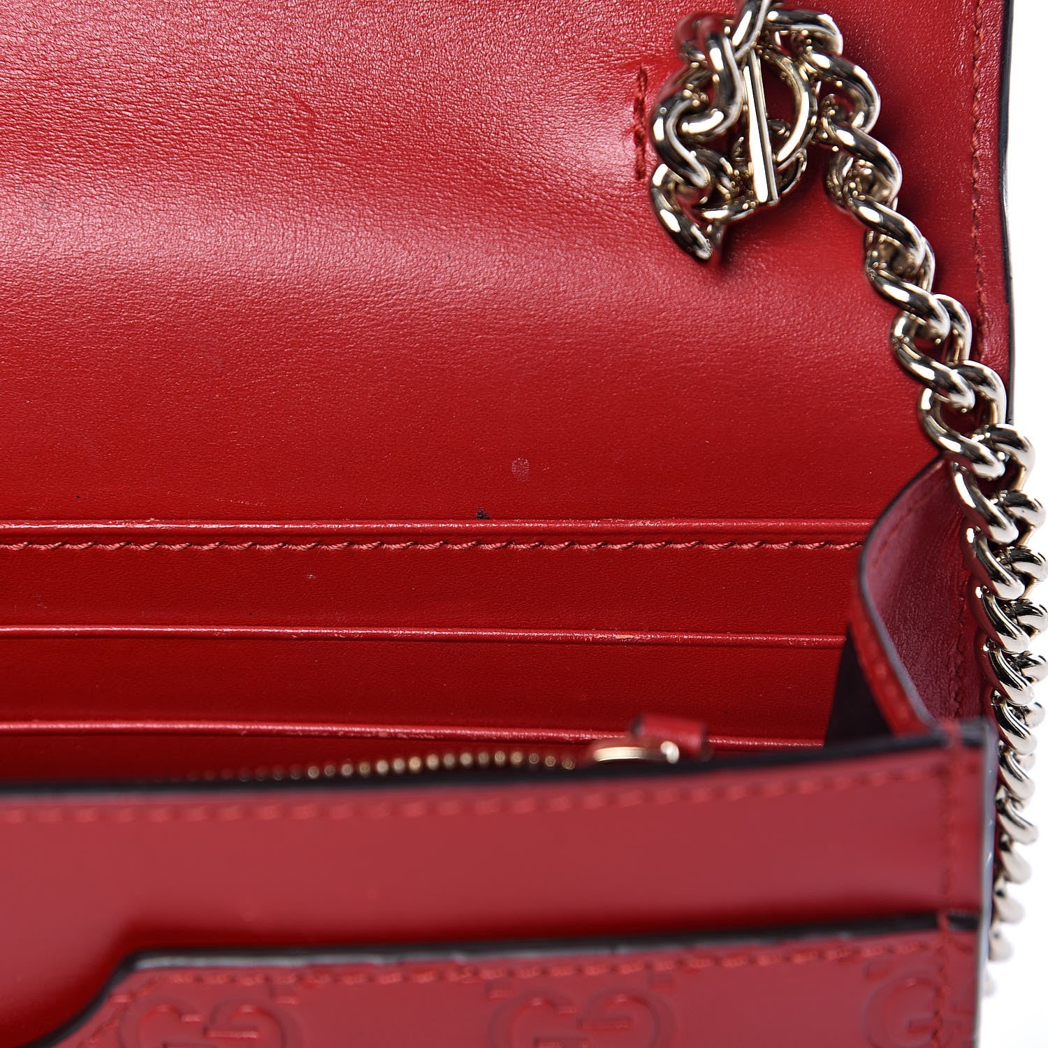 Gucci Guccissima Signature Bowy Chain Wallet Hibiscus Red 13 of 18