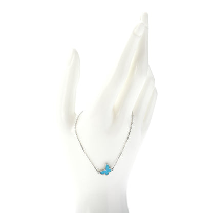 Van Cleef & Arpels 18K White Gold Turquoise Sweet Alhambra Butterfly Bracelet 2 of 4