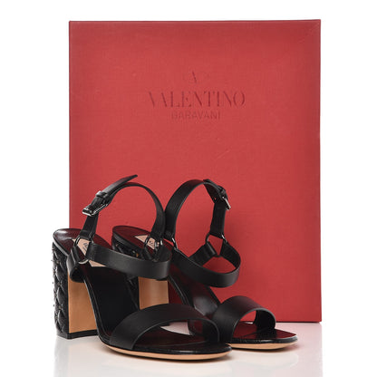 Valentino Garavani Calfskin Craquele Nappa Rockstud Spike 90mm Ankle Strap Sandals 39 Black 9 of 9