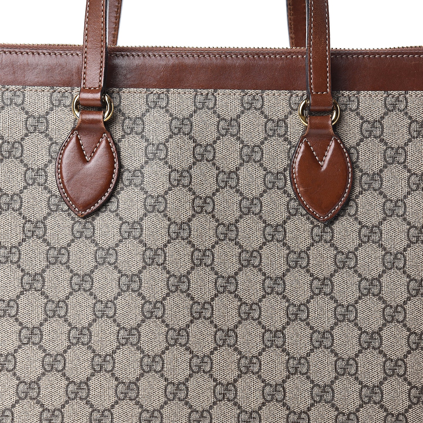 GG Supreme Monogram Medium Zippered Bucket Tote Beige Tuscany