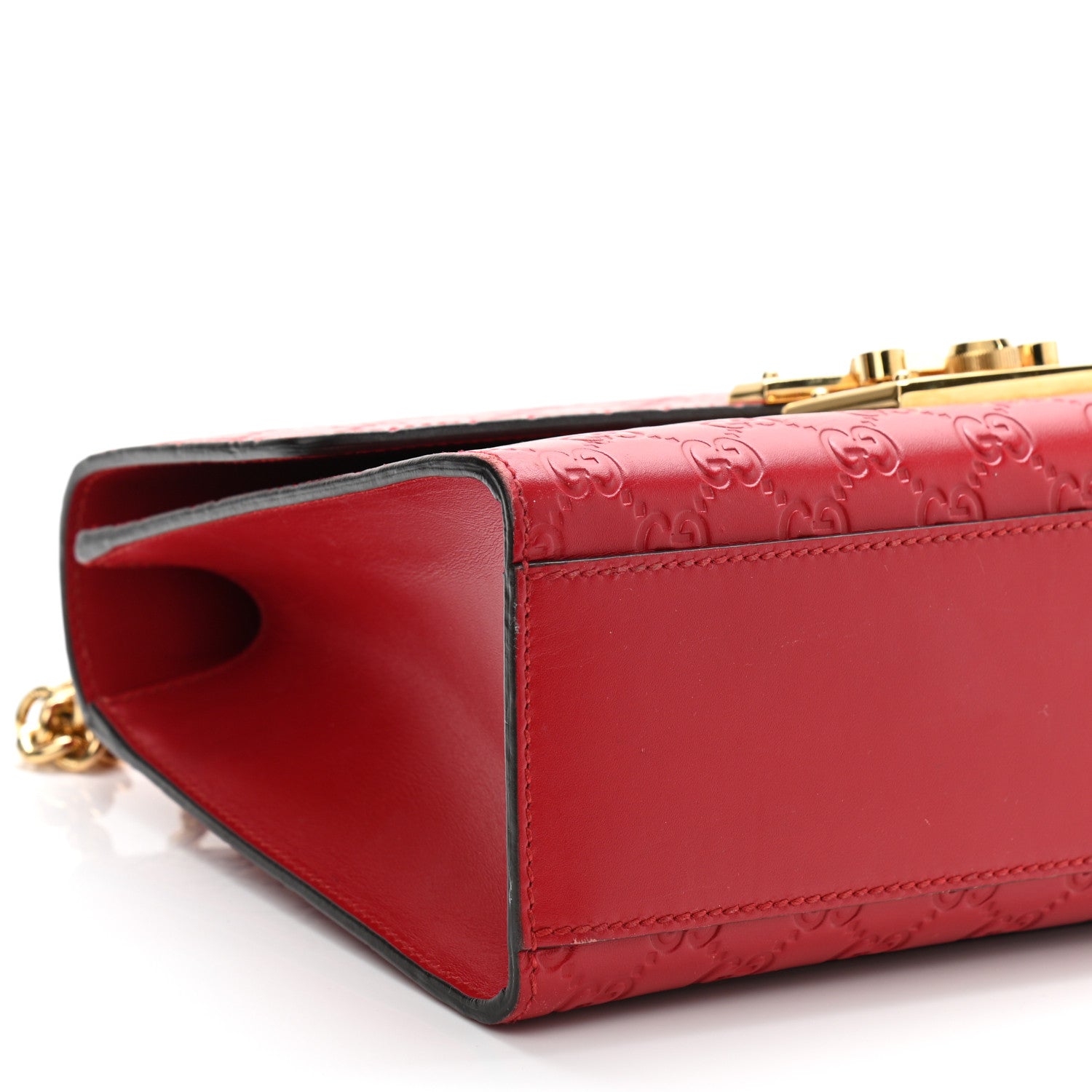 Gucci Guccissima Medium Padlock Shoulder Bag Hibiscus Red 17 of 21