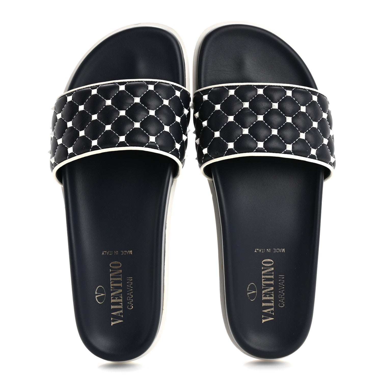 Valentino Garavani Nappa Free Rockstud Spike Pool Slide Sandals 38 Marine 2 of 12