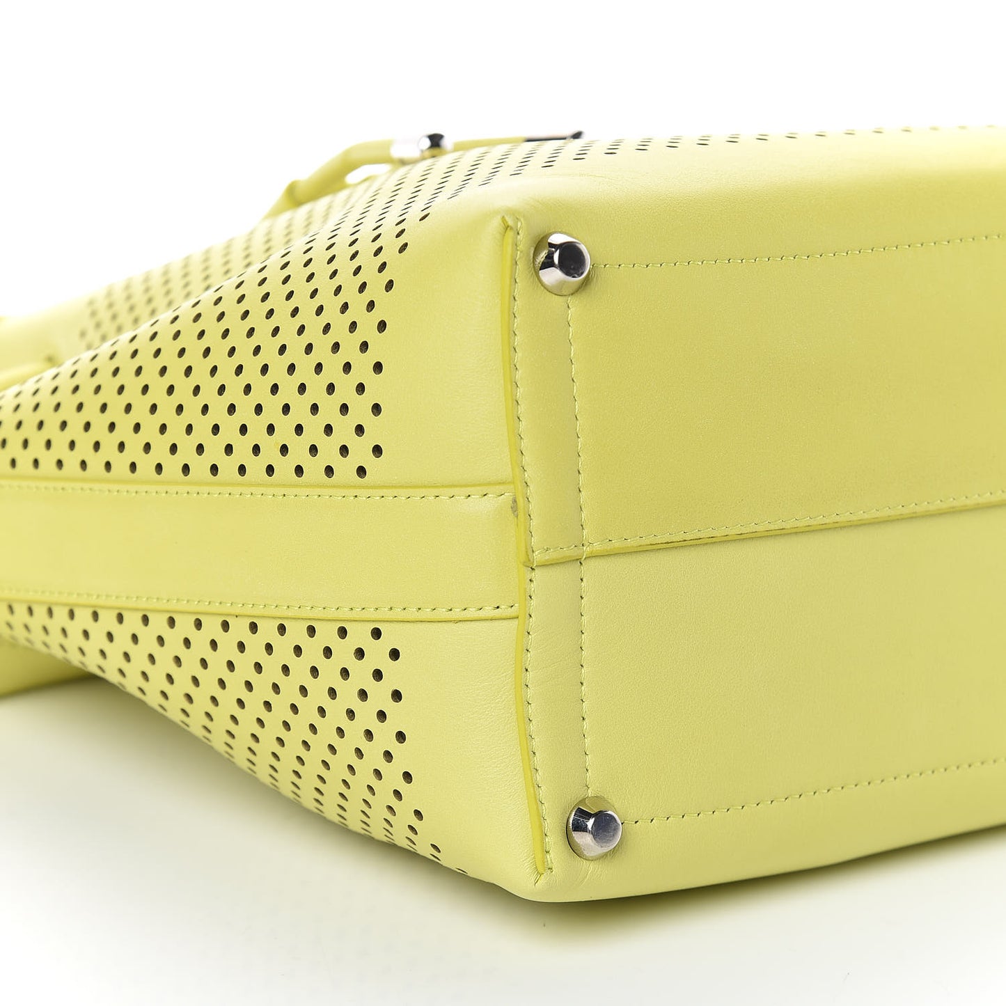 Calfskin Perforated Medium Bucket Bag Sulphur