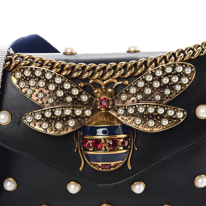 Gucci Nappa Pearl Studded Mini Queen Margaret Broadway Shoulder Bag Black 11 of 13