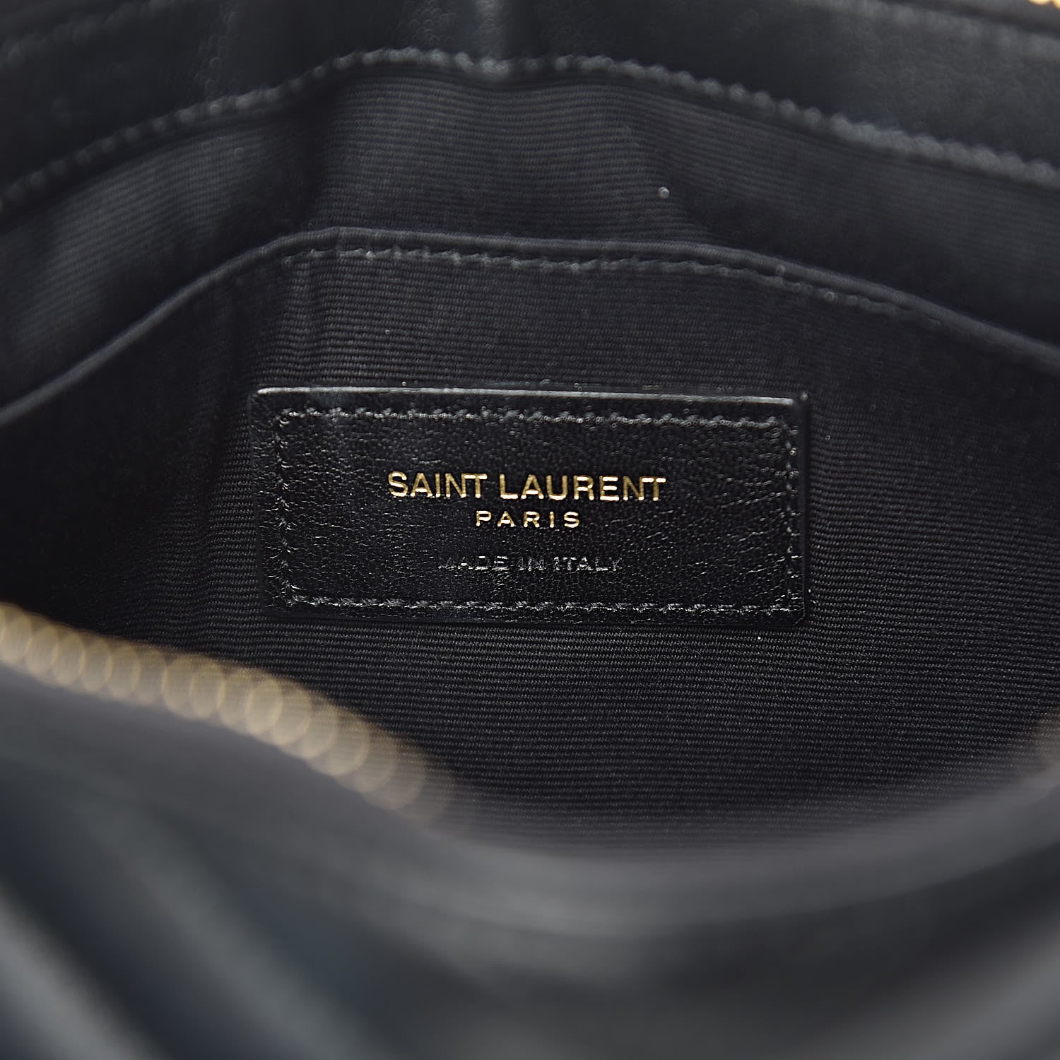 Saint Laurent Calfskin Matelasse Chevron Monogram A5 Wristlet Black 6 of 12