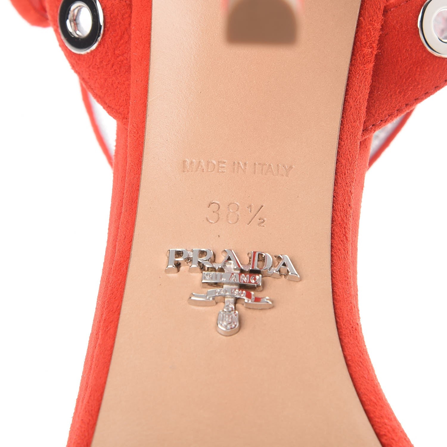 Prada Suede Grommet Sandals 38.5 Red 8 of 10