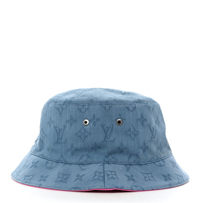 Louis Vuitton Monogram Denim Reversible Bucket Hat 58 Blue Pink 11 of 15