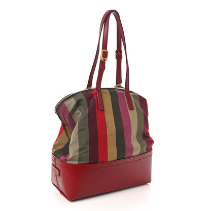 Fendi Pequin Striped 2Bag Bordeaux Multicolor Tobacco Lampone 2 of 13