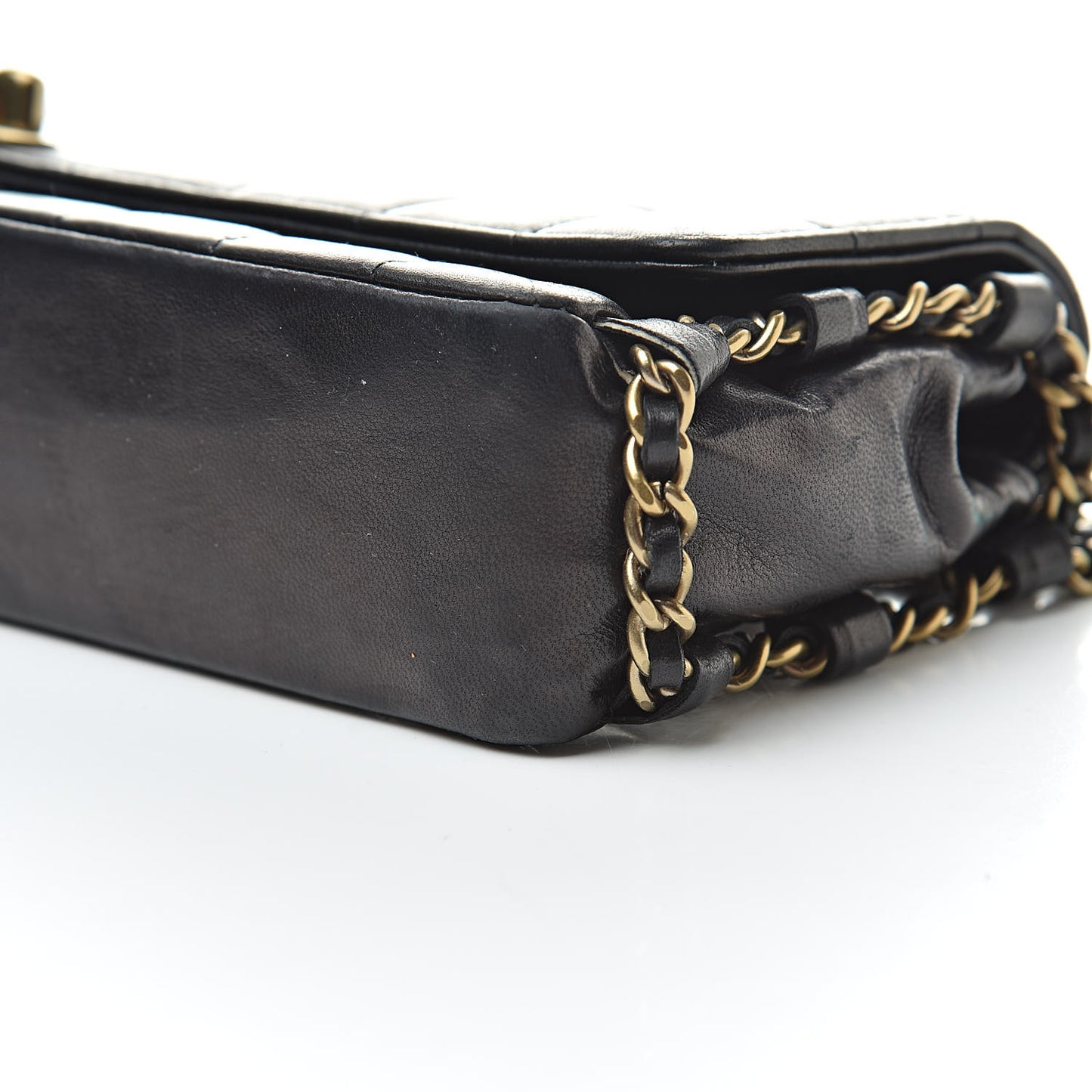 Lambskin East West Chocolate Bar Flap Black