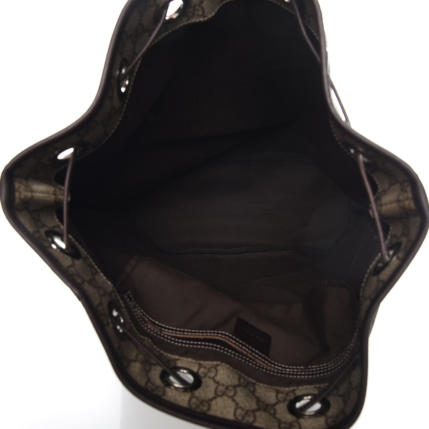 GG Supreme Monogram Drawstring Backpack Dark Brown