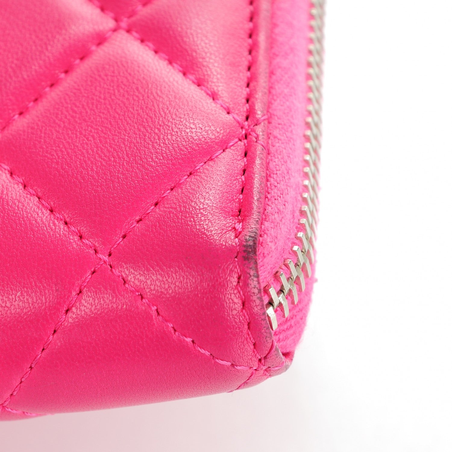 Chanel Lambskin Quilted Large Gusset Zip Around Wallet Fuchsia 5 of 9