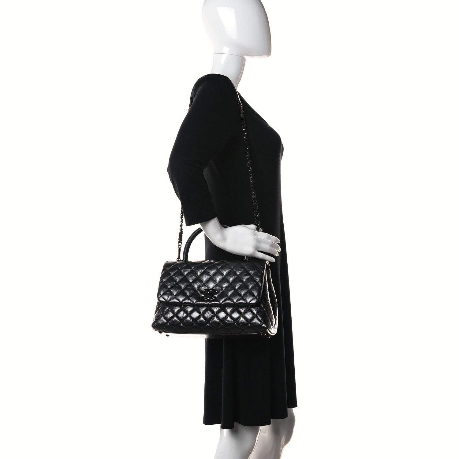 Chanel Aged Calfskin Quilted Small Coco Handle Flap So Black 2 of 11
