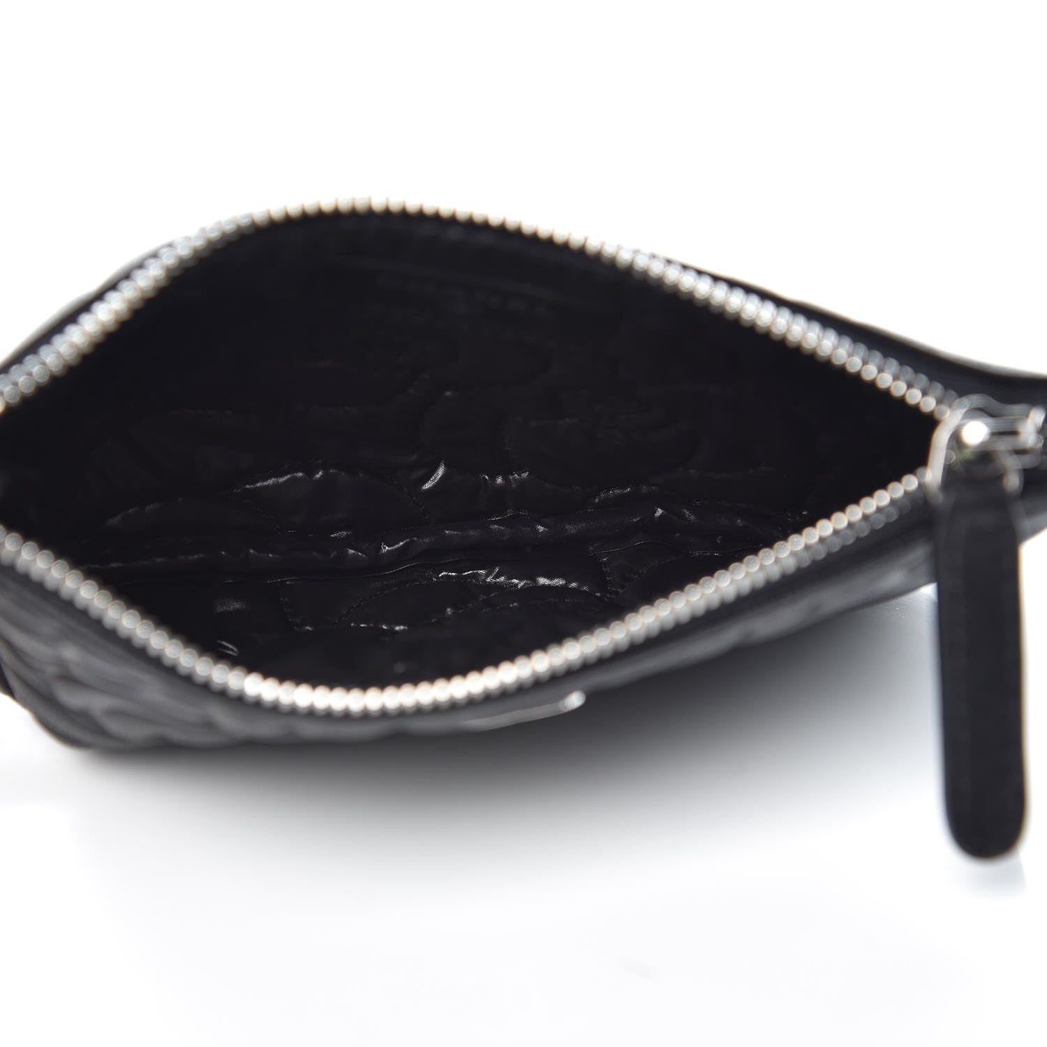 Chanel Goatskin Camellia Embossed Cosmetic Pouch Black 4 of 7