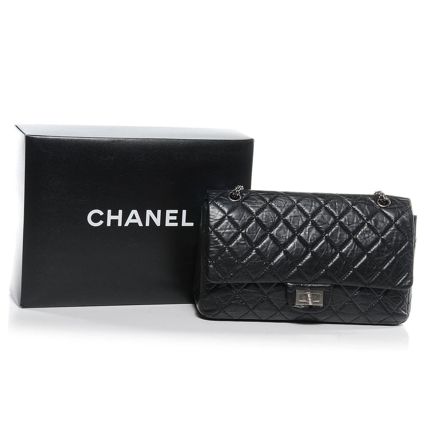 Aged Calfskin Quilted 2.55 Reissue 227 Flap Black