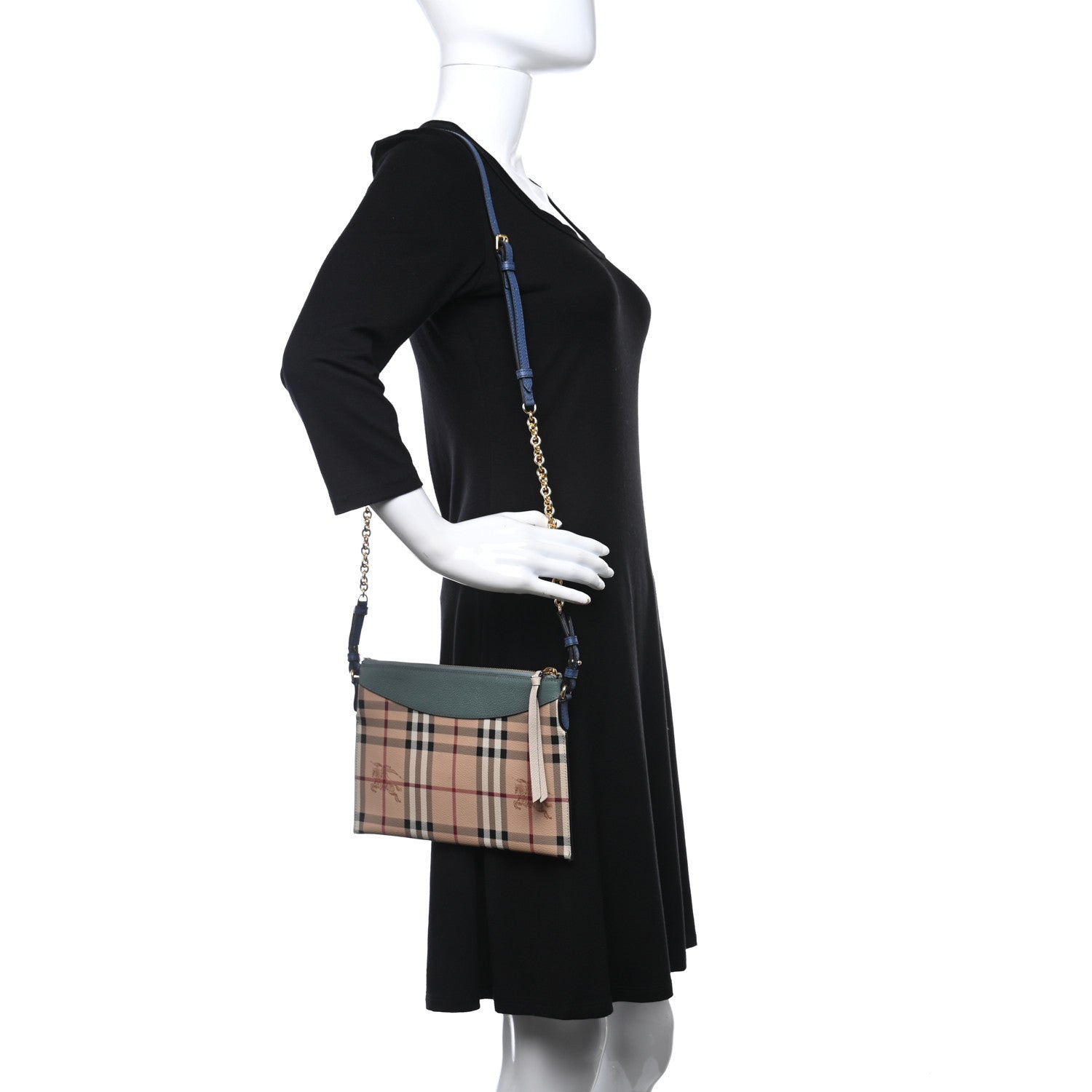 Burberry Haymarket Check Derby Peyton Crossbody Clutch Bag Eucalyptus Green 2 of 10