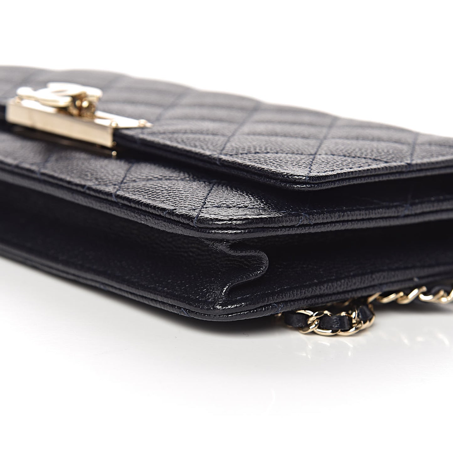 Caviar Quilted Golden Class Wallet On Chain WOC Navy