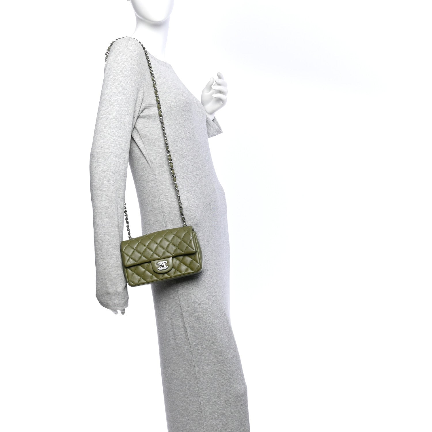 Chanel Lambskin Quilted Mini Rectangular Flap Green 2 of 10