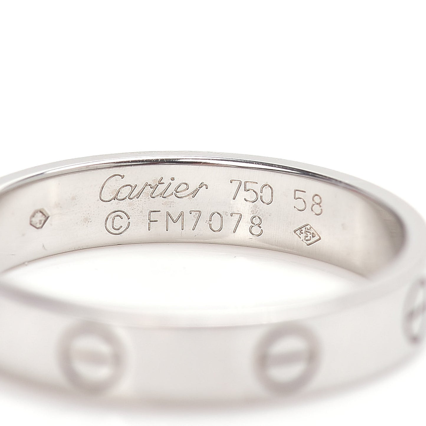 18K White Gold 3.5mm LOVE Wedding Band Ring 58 8.25