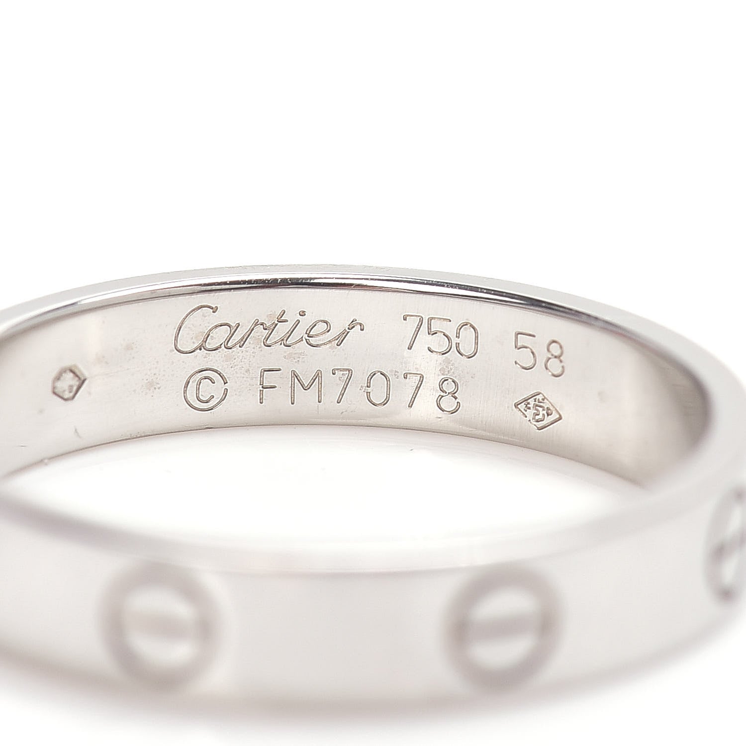 Cartier 18K White Gold 3.5mm LOVE Wedding Band Ring 58 8.25 4 of 4