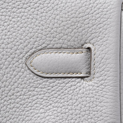 Hermes Taurillon Clemence Lizard Club Birkin 35 Gris Perle White Mykonos 8 of 31
