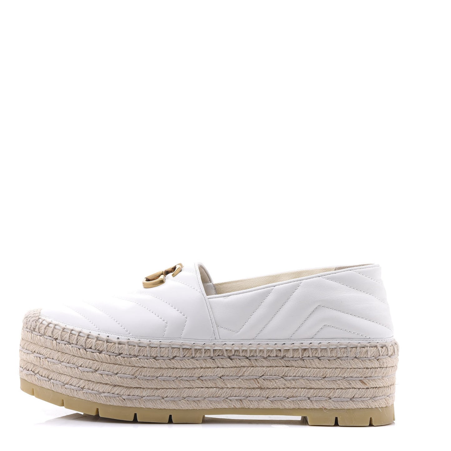Nappa Matelasse GG Marmont Platform Espadrilles 39 Great White