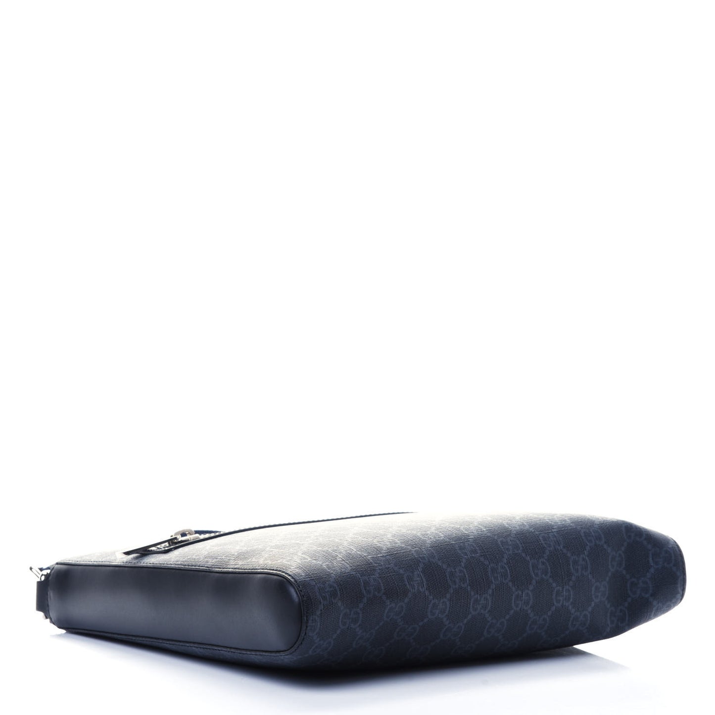 GG Supreme Monogram Appia Calfskin Web Flat Messenger Bag Black Grey