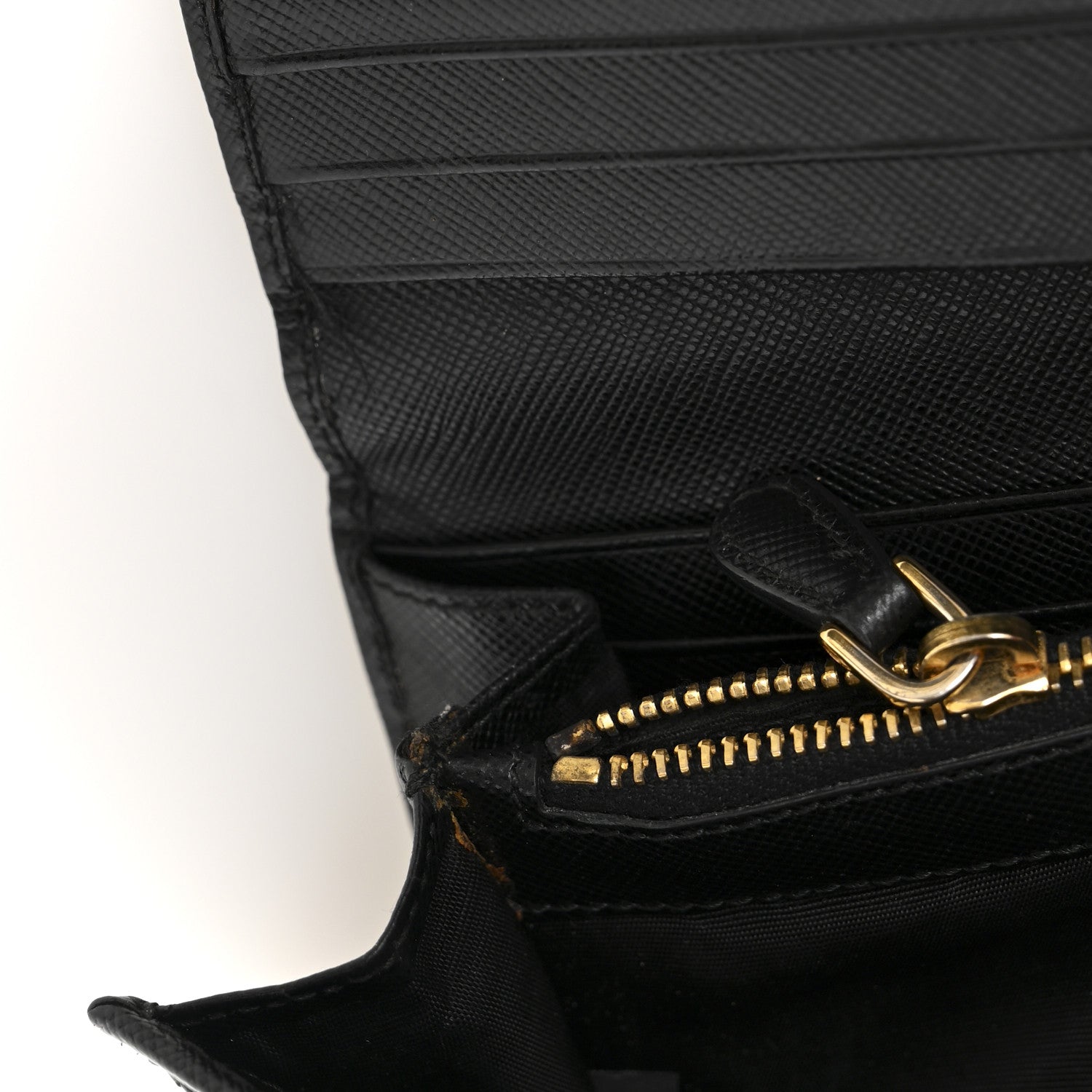 Prada Saffiano Metal Continental Flap Wallet Black 10 of 13