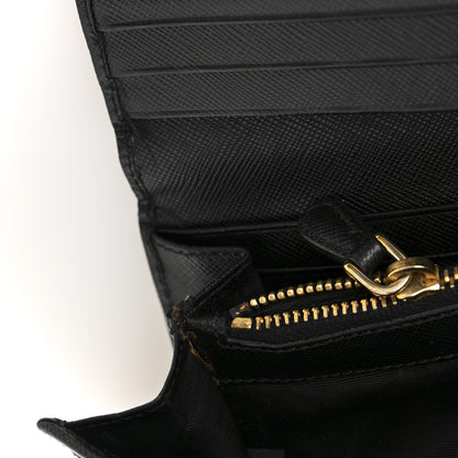 Prada Saffiano Metal Continental Flap Wallet Black 10 of 13
