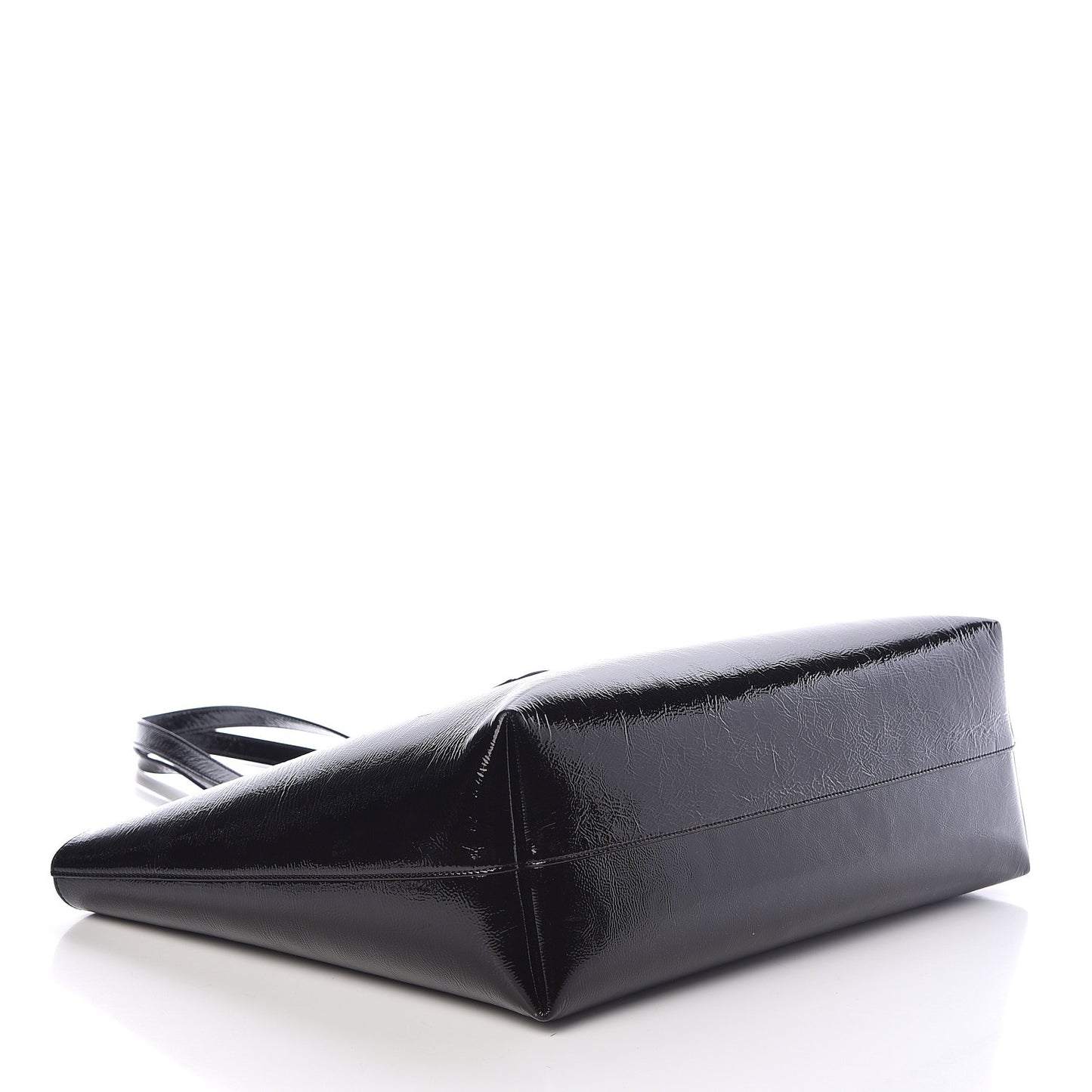 Patent Calfskin Large Shopping Tote Black