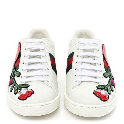 Gucci Calfskin Web Floral Embroidered Womens Ace Sneakers 36 White 2 of 10