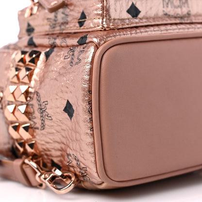 MCM Metallic Visetos Side Stud X-Mini Stark Bebe Boo Backpack Champagne Gold 8 of 10
